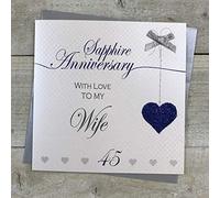 WHITE COTTON CARDS LLA45W - Tarjeta de felicitación de aniversario de boda (45 unidades), diseño de líneas de amor