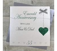White Cotton Cards LLA55MD - Tarjeta de felicitación para aniversario de boda (55 unidades), color gris y blanco