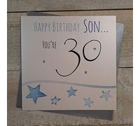 WHITE COTTON CARDS LLB30-S - Tarjeta de felicitación para 30 cumpleaños, hecha a mano con texto en inglés Happy Birthday Son... You're 30"