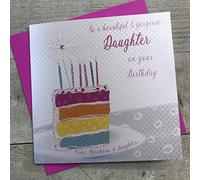 WHITE COTTON CARDS Magdalena Rosa de cumpleaños para una Tarjeta de felicitación de cumpleaños con Texto de Gorgeous Daughter, Color Blanco