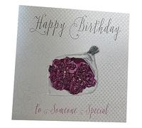 white cotton cards Roses WB242-Tarjeta de cumpleaños para Alguien Especial Hecha a Mano, Color Blanco, Algodón, 16cm x 16cm