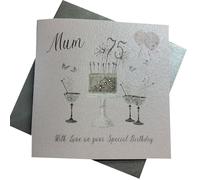 WHITE COTTON CARDS SS42-M75 - Tarjeta de felicitación de 75 cumpleaños, diseño de rosas rosas rosas