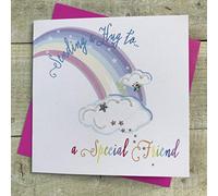 White Cotton Cards Tarjeta con texto en inglés Sending a hug to a Special Friend, DT193