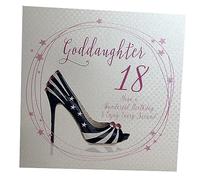 white cotton cards Tarjeta cumpleaños Hecha a Mano con Texto en inglés Happy Birthday 18 Goddaughter Have a Wonderful Day, Color Blanco, WBA18-God.d, Algodón, 16cm x 16cm