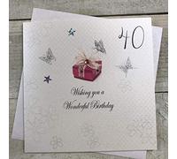 White Cotton Cards - Tarjeta de 40º cumpleaños de Wishing You A Wonderful Tarjeta de Hecho a Mano, Rojo