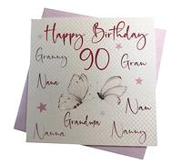WHITE COTTON CARDS Tarjeta de 90 cumpleaños Hecha a Mano con Texto en inglés Nanna,Nan,Nana,Granny,Nan,Granny,Nan,Grandny,Nan,Grandny,Grandma,Grandma,Grandma,Grandma, Happy Birthday 228.6 cm
