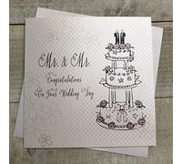 White Cotton Cards Tarjeta de asociación Civil con Texto en inglés MR Congratulations On Your Wedding Day, BD80, Blanco, 16cm x 16cm