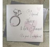 White Cotton Cards Tarjeta de compromiso para sobrina y su prometida, hecha a mano (VN10-NIE)
