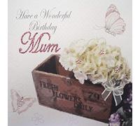 WHITE COTTON CARDS Tarjeta de cumpleaños Hecha a Mano con Texto en inglés Flower Box, Have A Wonderful Mum, Color Blanco, bd175-m, Algodón, 16cm x 16cm