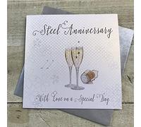 WHITE COTTON CARDS Tarjeta de cumpleaños Steel Anniversary with Love On Your Special Day» Hecho a Mano, cumpleaños 11