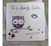 White Cotton Cards Tarjeta de Felicitacion Cumpleaños Hecha a Mano para una Hermana Encantadora, Tarjetas de Cumpleaños, WB258, Blanco, 16cm x 16 cm