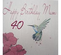 WHITE COTTON CARDS Tarjeta de felicitación de 40 cumpleaños Hecha a Mano (Humming Bird), Blanco