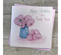 White Cotton Cards, Tarjeta de felicitación de cumpleaños a una tía encantadora, flores de prado, hecha a mano