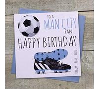 White Cotton Cards - Tarjeta de felicitación de cumpleaños con diseño del Manchester Man City