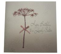 WHITE COTTON CARDS - Tarjeta de felicitación para cumpleaños, diseño de Diente de león con Texto Happy Birthday To a Lovely Sister