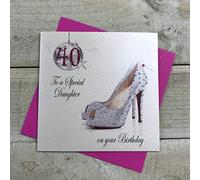 WHITE COTTON CARDS Tarjeta Hecha a Mano con Texto en inglés To a Special Daughter On Your 40th Birthday, Color Blanco, PD40D