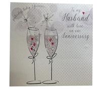 White Cotton Cards Tarjeta Hecha a Mano para mi Marido en Nuestro Aniversario, Blanco, WB43, 16cm x 16cm