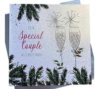White Cotton Cards XC10 - Tarjeta de Navidad (Hecha a Mano, tamaño Grande), diseño con Texto To a Special Couple At Christmas, Color Blanco