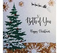 White Cotton Cards XF5-BY - Tarjeta de Navidad hecha a mano (tamaño grande), diseño con texto "To both of you Happy Christmas"