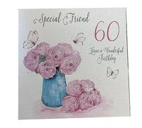 WHITE COTTON CARDS XPDA60-f - Tarjeta de felicitación de 60º cumpleaños (22 x 22 cm), diseño con Texto en inglés Special Friend 60 Have a Wonderful