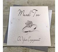 WHITE COTTON CARDS xws3 Anillo con Diamante, Mazel Tov on Your Engagement Hecha a Mano, tamaño Grande judío Compromiso Tarjeta