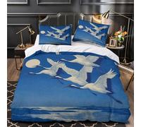 White Cranes Fly Obliquely Across The Cobalt Blue Sky Funda De Edredón 3D, Juego De Ropa De Cama De Microfibra con Fundas De Almohada,Impresión,para Adultos Y Adolescentes Super King（260x220cm）