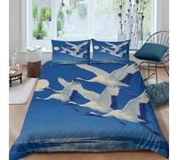 White Cranes Fly Obliquely Across The Cobalt Blue Sky Funda De Edredón 3D, Juegos De Ropa De Cama Microfibra, Impresas De con Funda De Almohada 3 Piezas Niño Niña Double（200x200cm）
