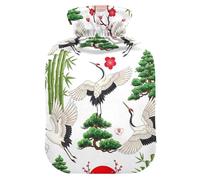 White Cranes Wings - Botellas de agua caliente con cubierta suave, calentador de pies con funda suave, bolsa de agua caliente para calambres menstruales, tamaño mediano