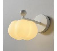 White Cream Wall Sconce Pumpkin Shape Bedside Wall Mount Lamp PE Shade, Creative Nordic Room Home Decor Lighting Fixture For Bedroom Bedside Living Room Hallway, G9