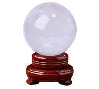 White Crystal Ball with Stand Crystal Ball Sphere Smelting Quartz Crystal Gemstone for Witchcraft Fengshui Altar Decor Home Gift,2in(50mm)
