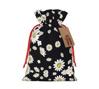 White Daisy - 1 bolsa de regalo de Navidad con cordón de 4.7 x 6.9 pulgadas, para regalar en fiestas de vacaciones
