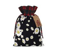 White Daisy - 1 bolsa de regalo de Navidad con cordón de 4.7 x 6.9 pulgadas, para regalar en fiestas de vacaciones