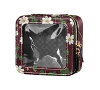 White Daisy - Bolsa de maquillaje pequeña transparente con cremallera, organizador para viajes
