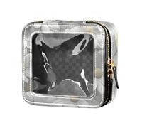 White Daisy - Bolsas de maquillaje transparentes de piel para mujer