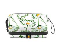 White Daisy Botanical Wildflowers - Bolsa de cosméticos de doble capa para mujeres y niñas, neceser de viaje para maquillaje, práctica bolsa organizadora con compartimento para cepillos, multicolor,