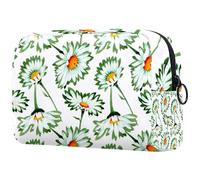 White Daisy Botanical Wildflowers - Bolsa de cosméticos para mujer, neceser de viaje, bolsa organizadora de maquillaje grande con cremallera, multicolor, 18.5x7.5x13cm/7.3x3x5.1in, Neceser