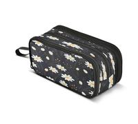 White Daisy - Estuche para lápices de gran capacidad para niños y niñas, 3 compartimentos, organizador de papelería, estuche para escuela, oficina, trabajo, Margarita blanca y negra, Talla única,