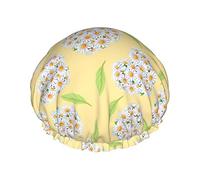 White Daisy Love Flower Gorros de baño para niños Gorro de pelo Gorros de ducha reutilizables Gorro de ducha suave y elástico para cabello largo Cabello corto Cabello rizado