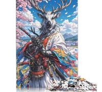 White Deer Samurai Cherry Blosson Rompecabezas Imposible,desafío for Adults Entretenimiento Creativo 1000 Piezas Obra De Arte De Juego De para Adultos Y Niños A Partir De 12 Años 1000pcs (75x50cm)