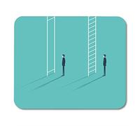 White Desigualdad en la promoción de la Carrera Dos Hombres de Negocios de pie y subiendo Escaleras corporativas de Trabajo Alfombrillas para Mouse Alfombrilla para Mouse Adecuado para