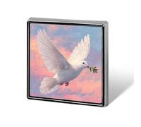White Dove Carry An Olive Branch Flying - Broches y alfileres unisex cuadrados ligeros para solapa, joyería para ropa, chal, sombrero