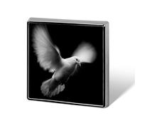 White Dove Flying in The Dark - Broches y alfileres unisex cuadrados ligeros para solapa, joyería para ropa, chal, sombrero