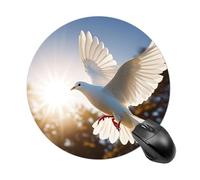 White Dove Flying in The Sun - Alfombrilla redonda para ratón, impermeable, con base de goma antideslizante, alfombrilla de mouse inalámbrica para laptop, oficina, hogar, alfombrilla de mouse