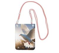 White Dove Flying In The Sun - Bolso para teléfono celular para mujer, funda tipo cartera con correa de hombro negra, bolsa de viaje, rosa, talla única