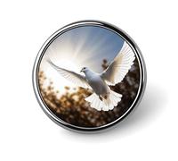 White Dove Flying in The Sun Lapel Pin Exquisite Brooches Personalized Buttons Badge Unique Metal Button Pin Round Badge Brooch Fashion Round Pins for Bag Clothes Brooch