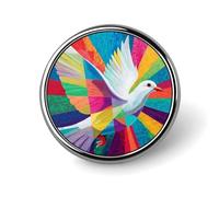 White Dove Holy Spirit - Broche redondo moderno y colorido para hombres y mujeres, insignia, collar, vestido, chaqueta, mochila, accesorios