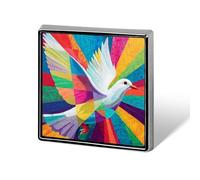 White Dove Holy Spirit - Broches y alfileres unisex con diseño de paloma santa, brillante, colorido, moderno, cuadrado, ligero, para solapa, joyería para ropa, chal, sombrero