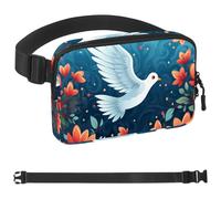 White Doves Flying in Red Flowers-1803 - Riñonera de estilo unisex: riñoneras de moda, bolsas cruzadas deportivas delgadas a la moda para correr, senderismo, senderismo, mujer, hombre, multicolor, 4 x