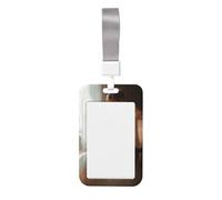 White Dress Beautiful Woman Reading - Funda para tarjetas de identificación deslizante, plástico duro, protector de etiqueta de nombre para enfermeras y oficina