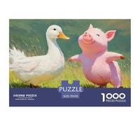 _White_Duck_and__Pink_Pig_dncing_in_The_grss_06b76e8f-ee60-42d-9394-e84f5082c08_3 1000 Stück Ökopapier Puzzle Piggy and Duck Stressabbau Familienspiel Puzzles Als Wohnaccessoires 70x50cm/1000pcs